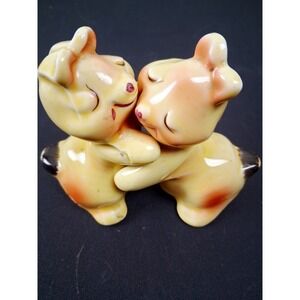 Van Tellingen Bunny Hug Hugging Salt & Pepper Shakers 1950s MCM Kitsch Decor